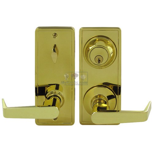Deltana Clarendon Interconnected Passage Lever and Deadbolt Lock and 2 3/4" Backset in Polished Brass