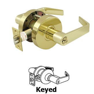 Deltana Commercial Store Room Standard Grade 2 with Clarendon Lever with Cylinder and 2 3/4" Backset in Polished Brass