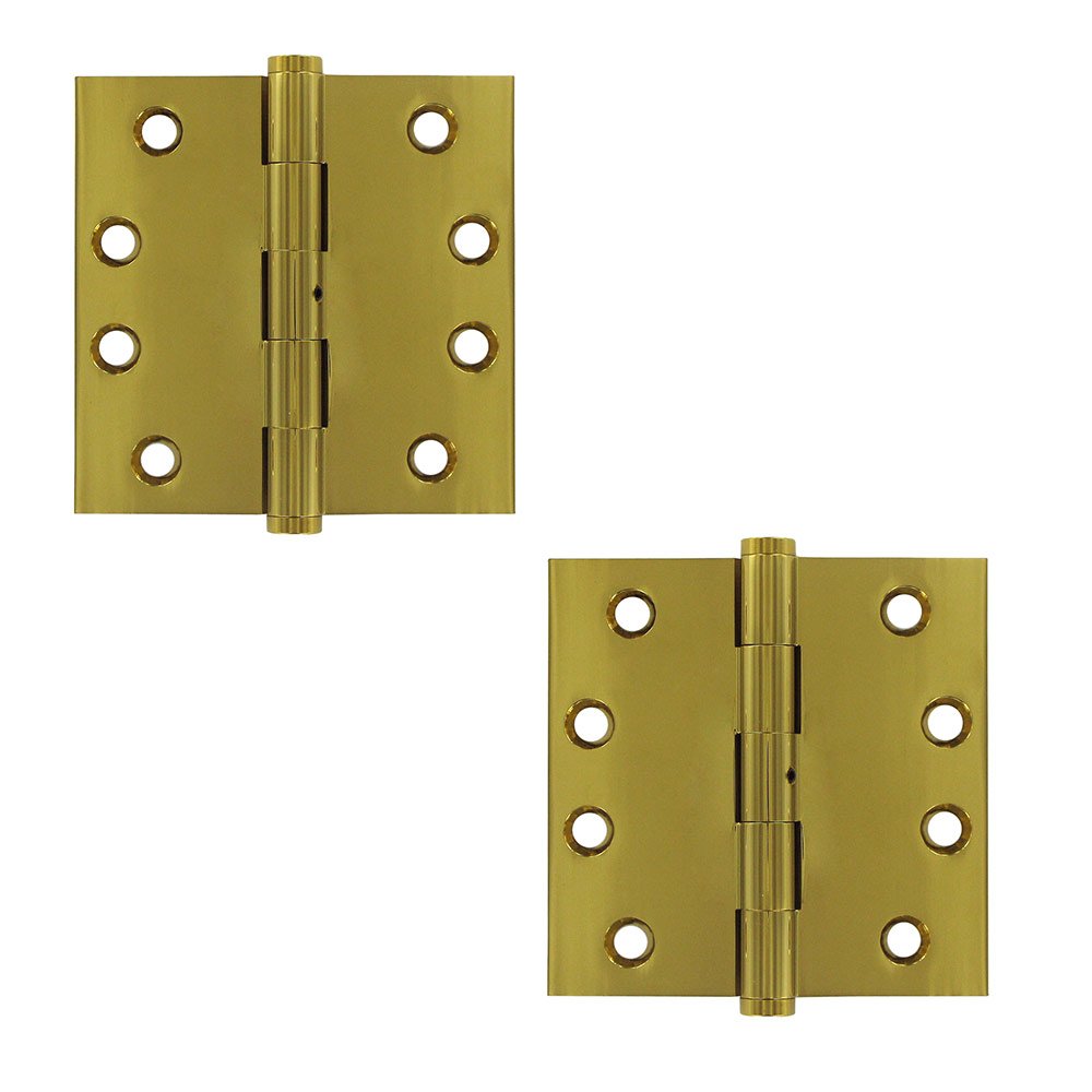 Deltana Removable Pin Square Lifetime Finish Door Hinge (Sold as a Pair) in PVD Brass