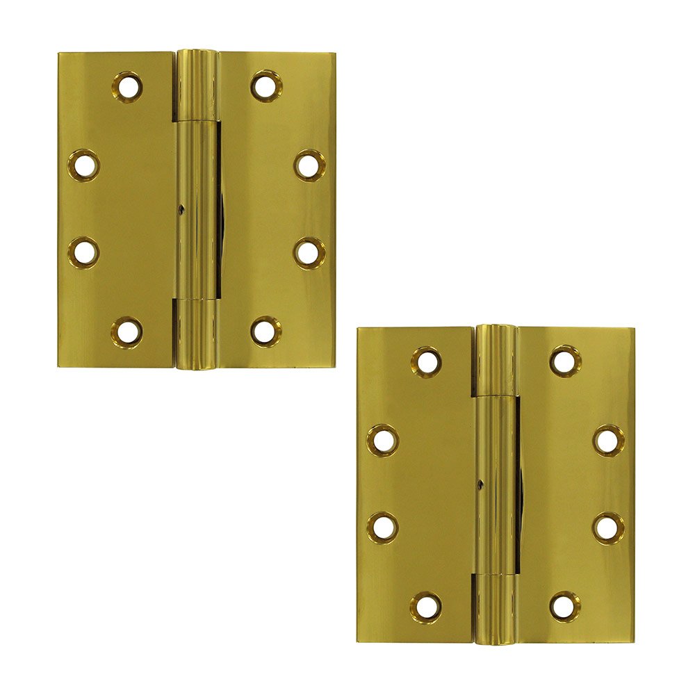 Deltana Removable Pin Square Lifetime Finish Door Hinge (Sold as a Pair) in PVD Brass