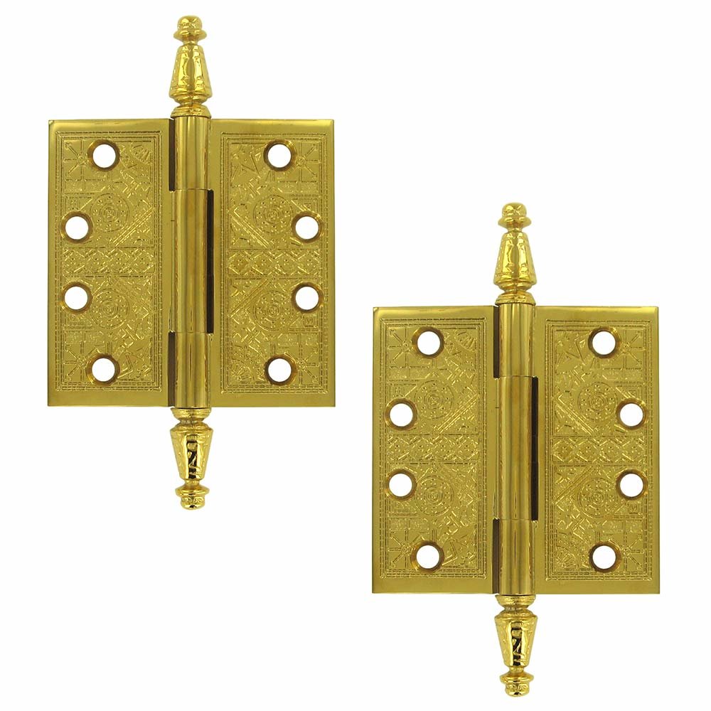 Deltana Solid Brass 4" x 4" Square Door Hinge (Sold as a Pair) in PVD Brass
