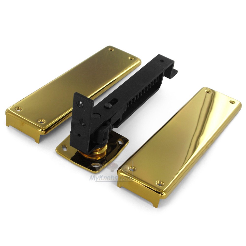 Deltana Solid Brass Double Action Floor Mounted Spring Door Hinge with Solid Brass Cover Plates (Sold Individually) in PVD Brass
