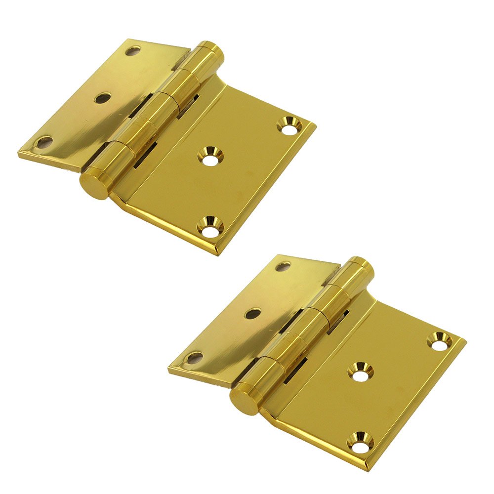 Deltana Solid Brass 3" x 3 1/2" Half Surface Door Hinge (Sold as a Pair) in PVD Brass