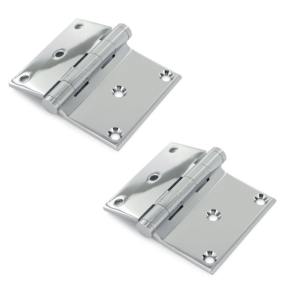 Deltana Solid Brass 3" x 3 1/2" Half Surface Door Hinge (Sold as a Pair) in Polished Chrome