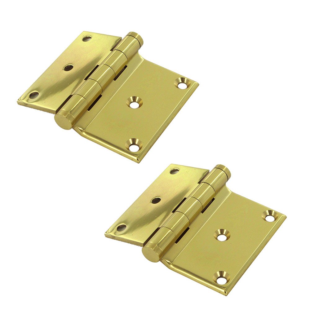 Deltana Solid Brass 3" x 3 1/2" Half Surface Door Hinge (Sold as a Pair) in Polished Brass