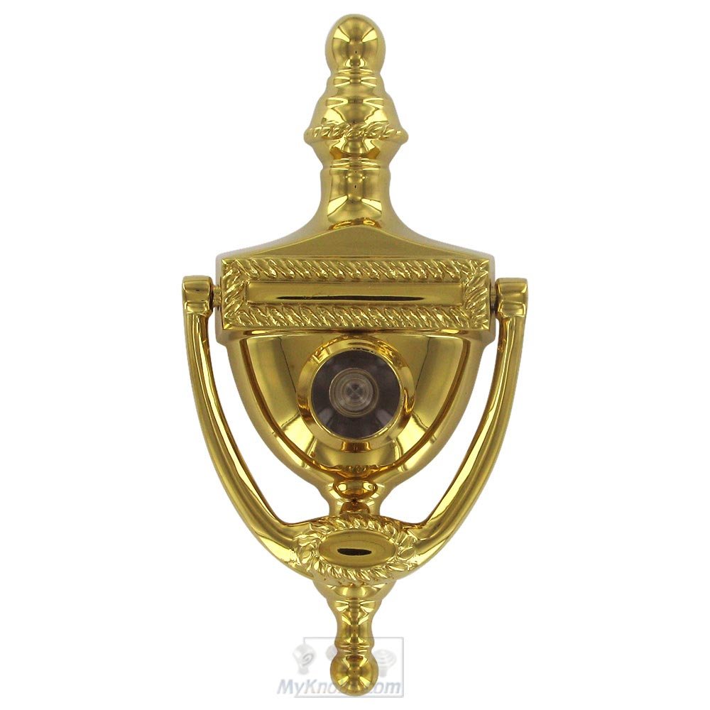 Deltana Solid Brass Victorian Rope Door Knocker with Viewer in PVD Brass