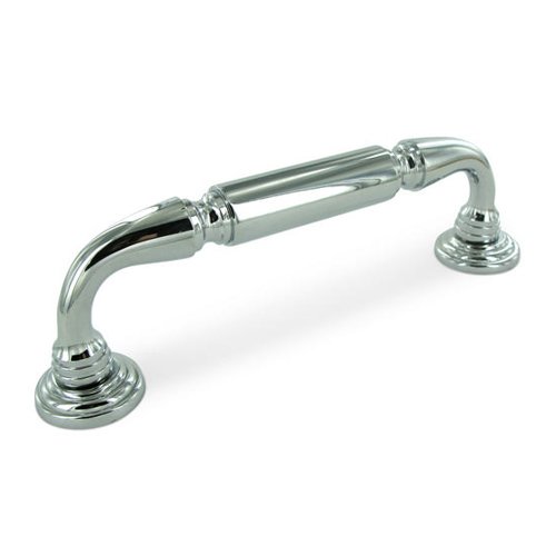 Deltana Solid Brass 8" Centers Door Pull with Rosettes in Polished Chrome