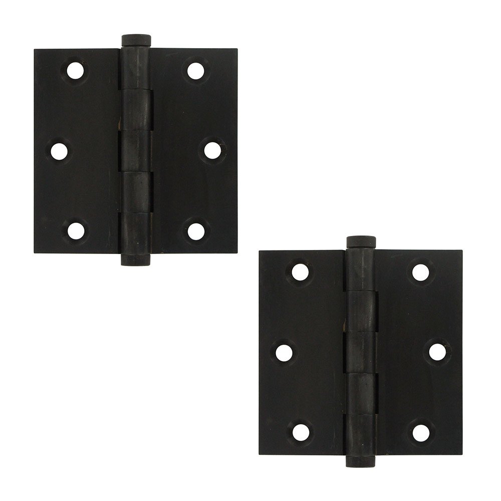 Deltana Solid Brass 3" x 3" Standard Square Door Hinge (Sold as a Pair) in Oil Rubbed Bronze