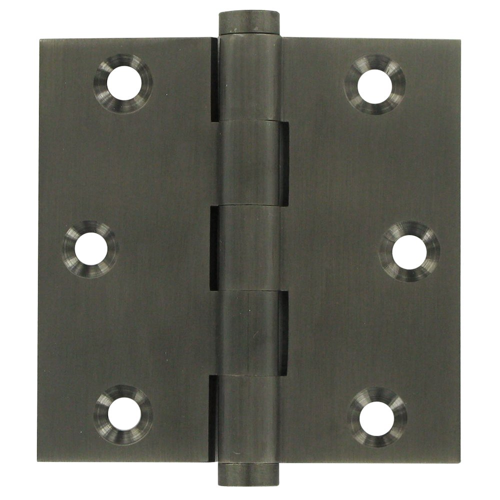 Deltana Solid Brass 3" x 3" Standard Square Door Hinge (Sold as a Pair) in Antique Nickel