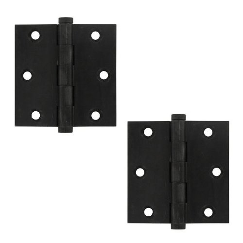 Deltana Solid Brass 3" x 3" Standard Square Door Hinge (Sold as a Pair) in Paint Black