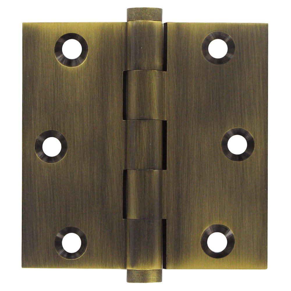 Deltana Solid Brass 3" x 3" Standard Square Door Hinge (Sold as a Pair) in Antique Brass