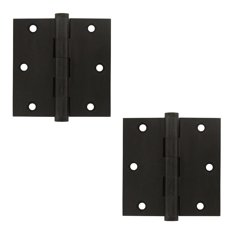 Deltana Solid Brass 3 1/2" x 3 1/2" Standard Square Door Hinge (Sold as a Pair) in Oil Rubbed Bronze
