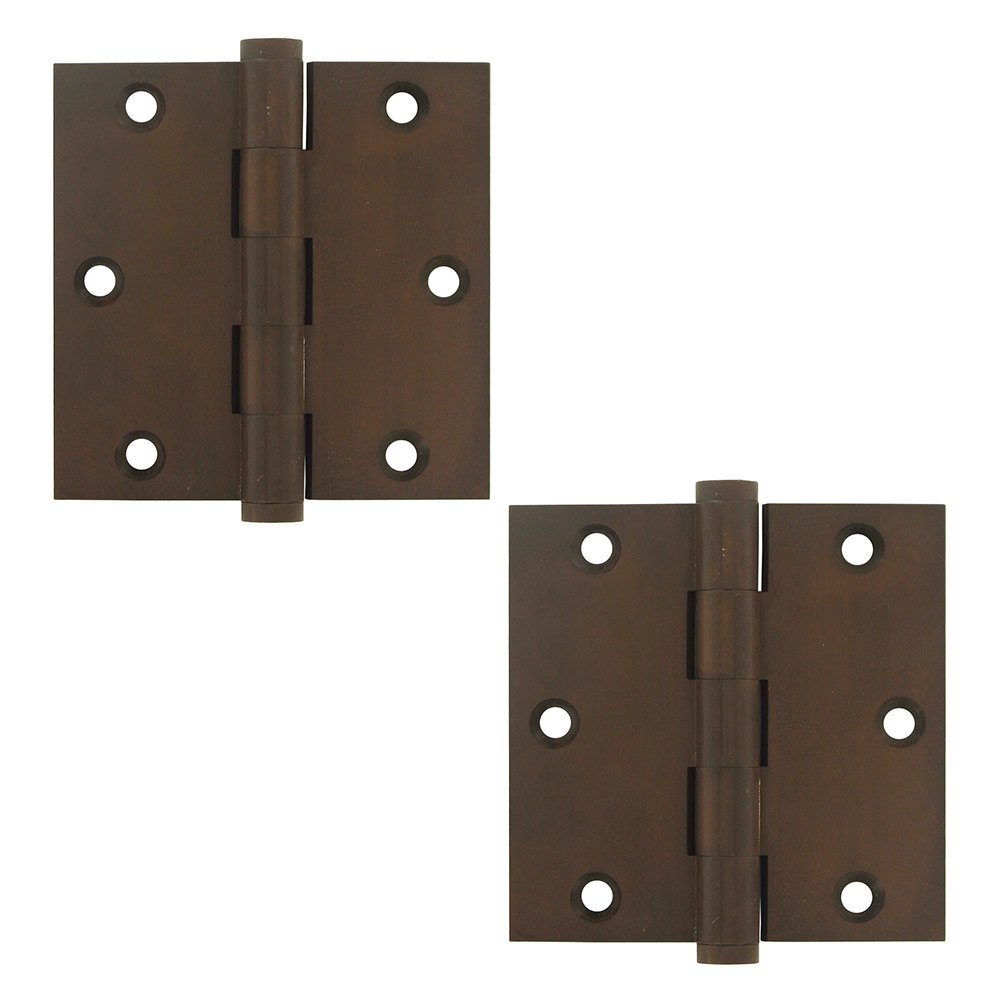 Deltana Solid Brass 3 1/2" x 3 1/2" Standard Standard Door Hinge (Sold as a Pair) in Bronze Rust