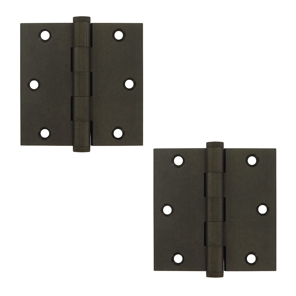 Deltana Solid Brass 3 1/2" x 3 1/2" Standard Standard Door Hinge (Sold as a Pair) in White Dark