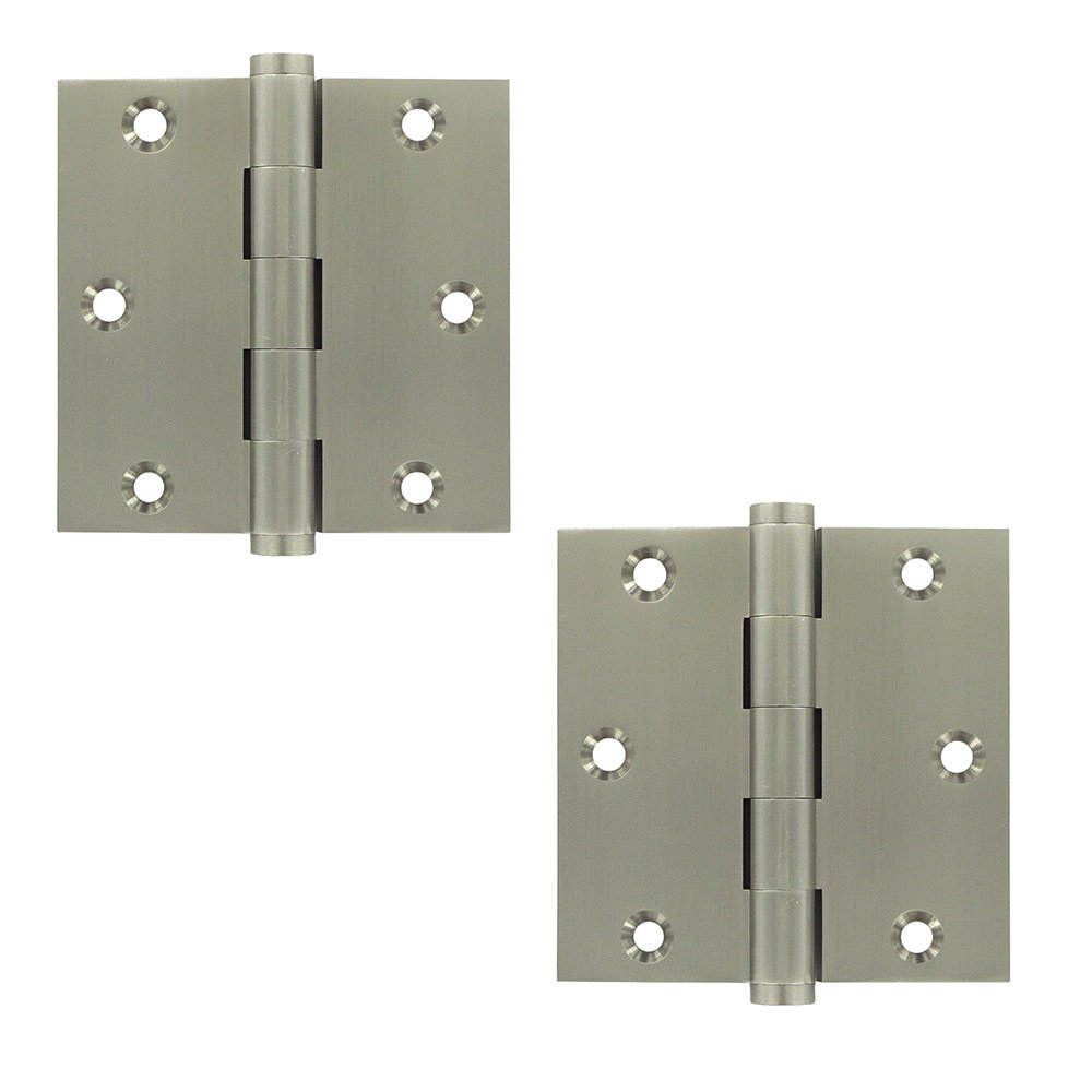 Deltana Solid Brass 3 1/2" x 3 1/2" Standard Square Door Hinge (Sold as a Pair) in Brushed Nickel