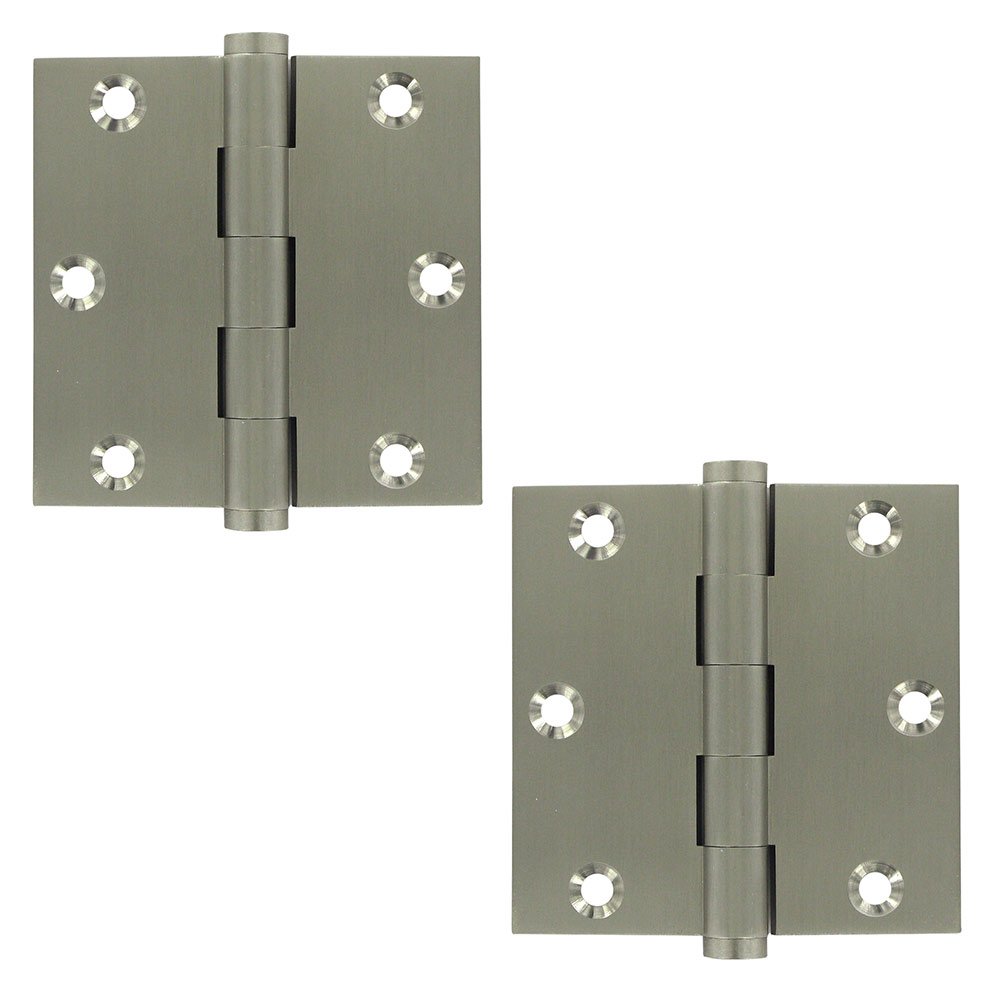 Deltana Solid Brass 3 1/2" x 3 1/2" Residential Square Door Hinge (Sold as a Pair) in Brushed Nickel