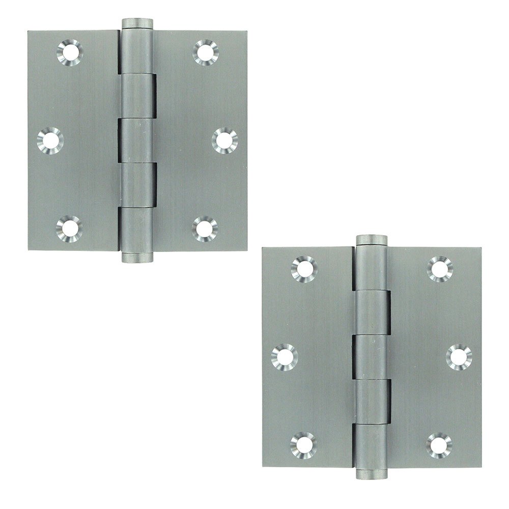 Deltana Solid Brass 3 1/2" x 3 1/2" Residential Square Door Hinge (Sold as a Pair) in Brushed Chrome