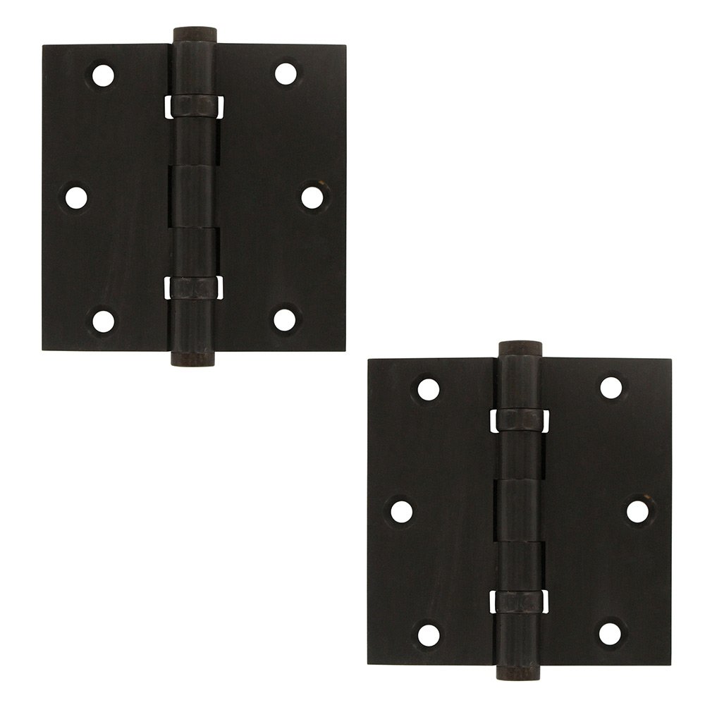 Deltana Solid Brass 3 1/2" x 3 1/2" 2 Ball Bearing Square Door Hinge (Sold as a Pair) in Oil Rubbed Bronze