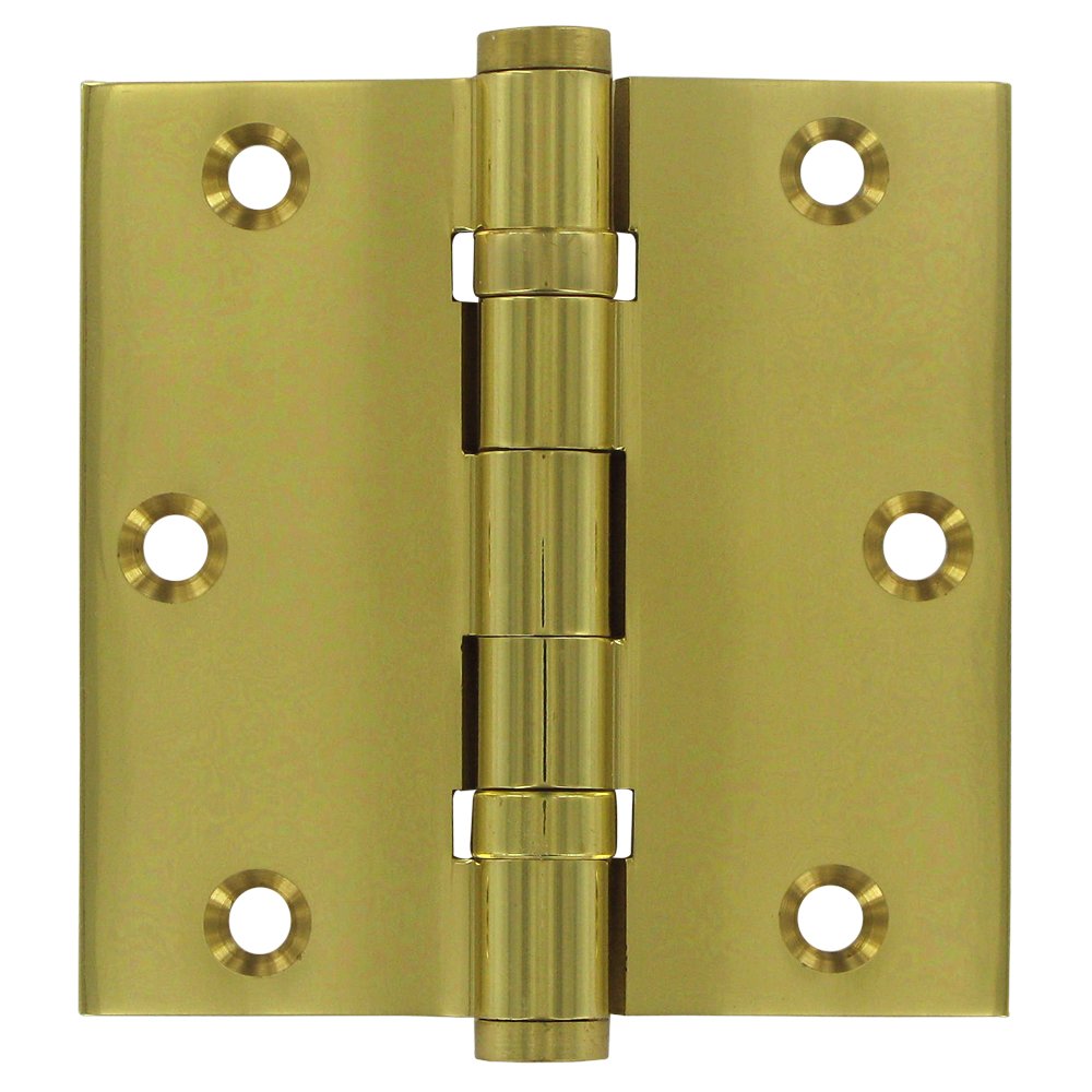Deltana Solid Brass 3 1/2" x 3 1/2" 2 Ball Bearing Square Door Hinge (Sold as a Pair) in Polished Brass