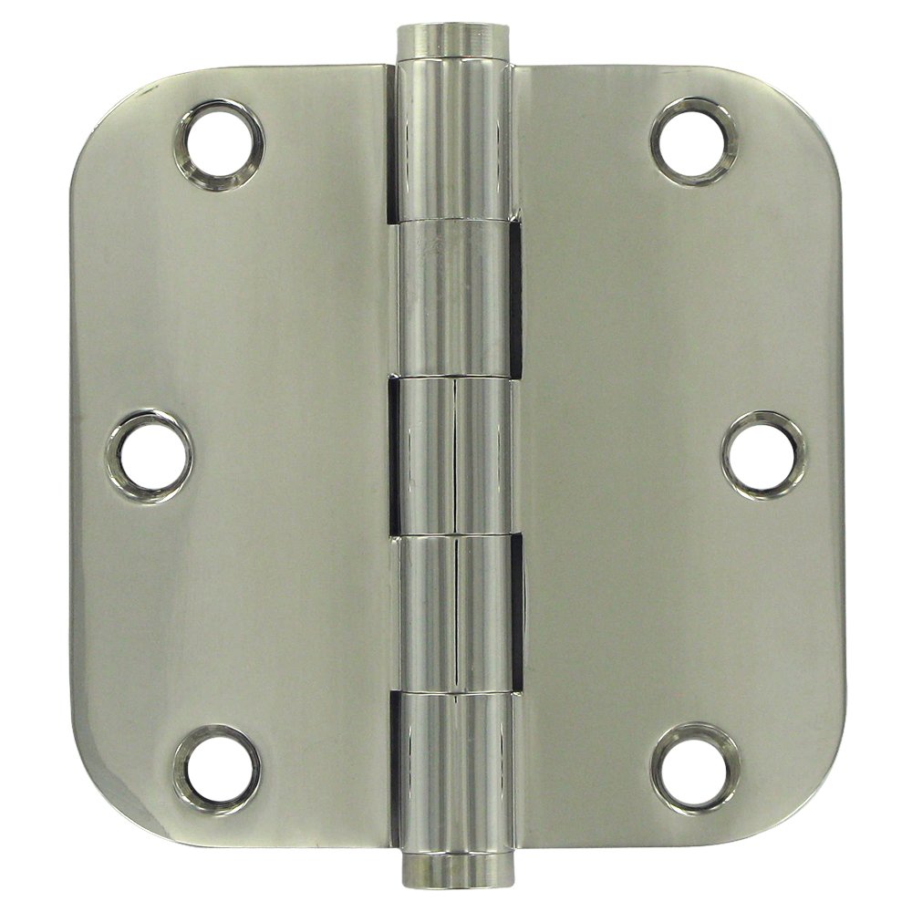 Deltana Solid Brass 3 1/2" x 3 1/2" 5/8" Radius/Residential Door Hinge (Sold as a Pair) in Polished Nickel