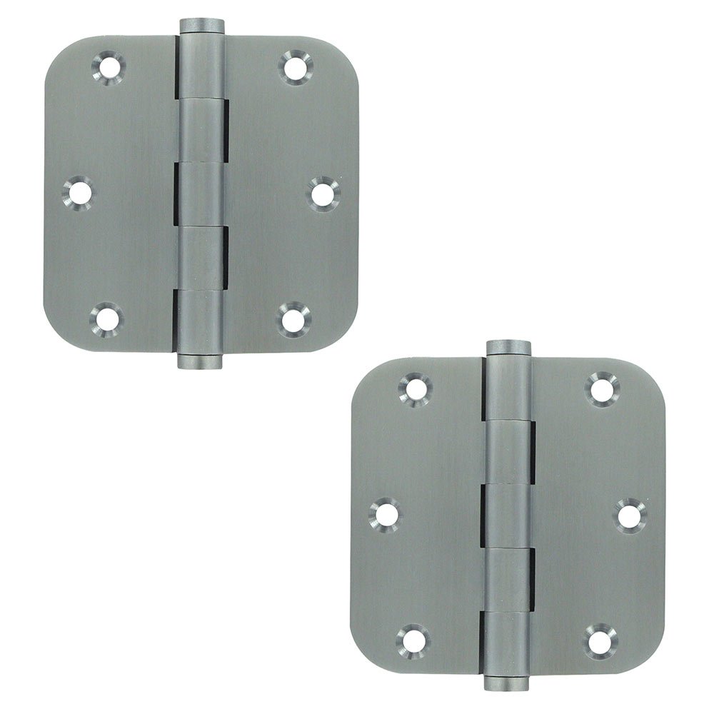 Deltana Solid Brass 3 1/2" x 3 1/2" 5/8" Radius/Standard Door Hinge (Sold as a Pair) in Brushed Chrome