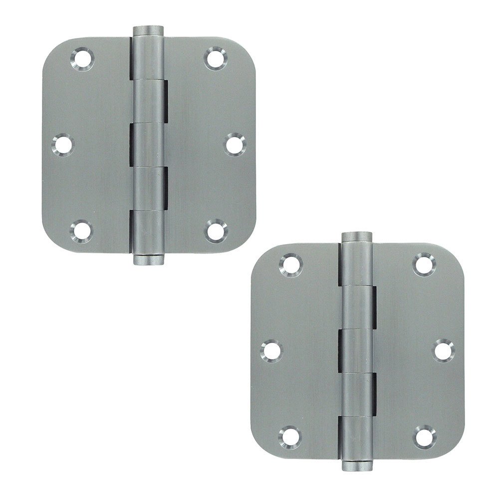 Deltana Solid Brass 3 1/2" x 3 1/2" 5/8" Radius/Residential Door Hinge (Sold as a Pair) in Brushed Chrome