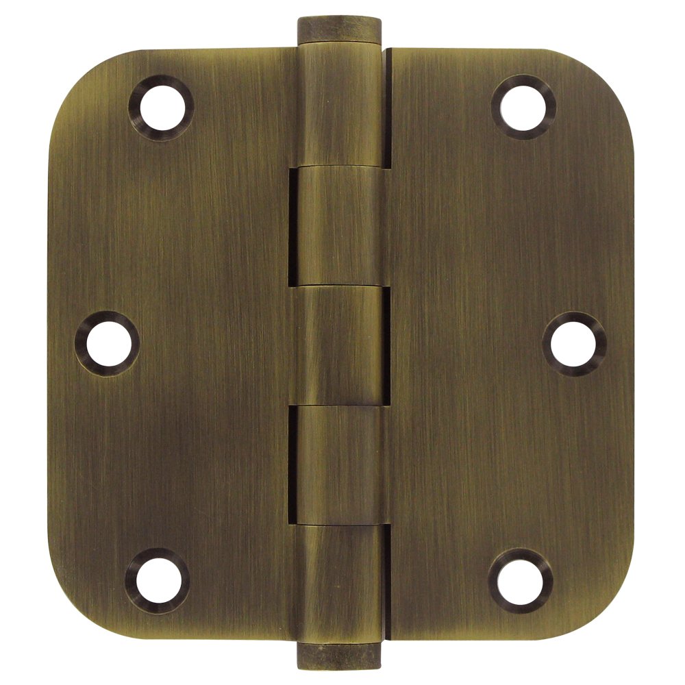 Deltana Solid Brass 3 1/2" x 3 1/2" 5/8" Radius/Residential Door Hinge (Sold as a Pair) in Antique Brass