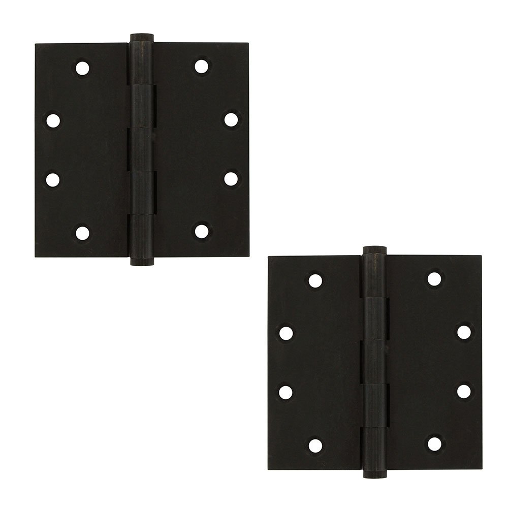 Deltana Solid Brass 4 1/2" x 4 1/2" Standard Square Door Hinge (Sold as a Pair) in Oil Rubbed Bronze
