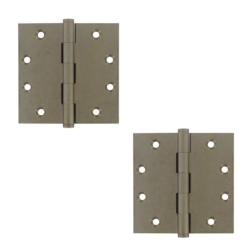 Deltana Solid Brass 4 1/2" x 4 1/2" Standard Square Door Hinge (Sold as a Pair) in White Light