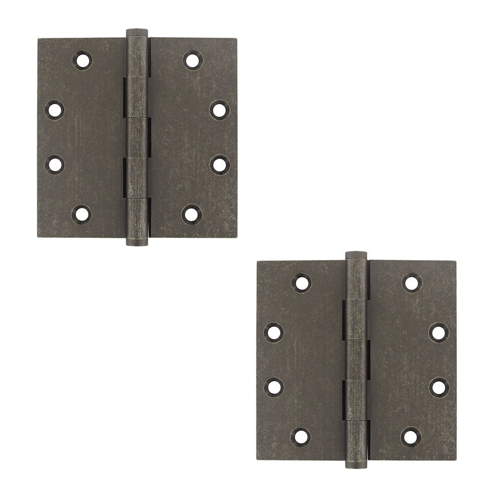 Deltana Solid Brass 4 1/2" x 4 1/2" Standard Square Door Hinge (Sold as a Pair) in White Medium