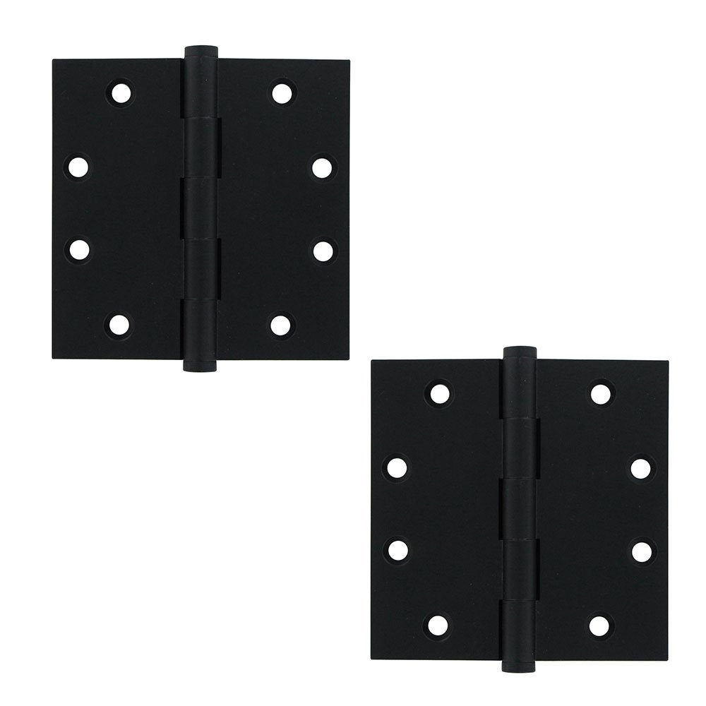 Deltana Solid Brass 4 1/2" x 4 1/2" Standard Square Door Hinge (Sold as a Pair) in Paint Black