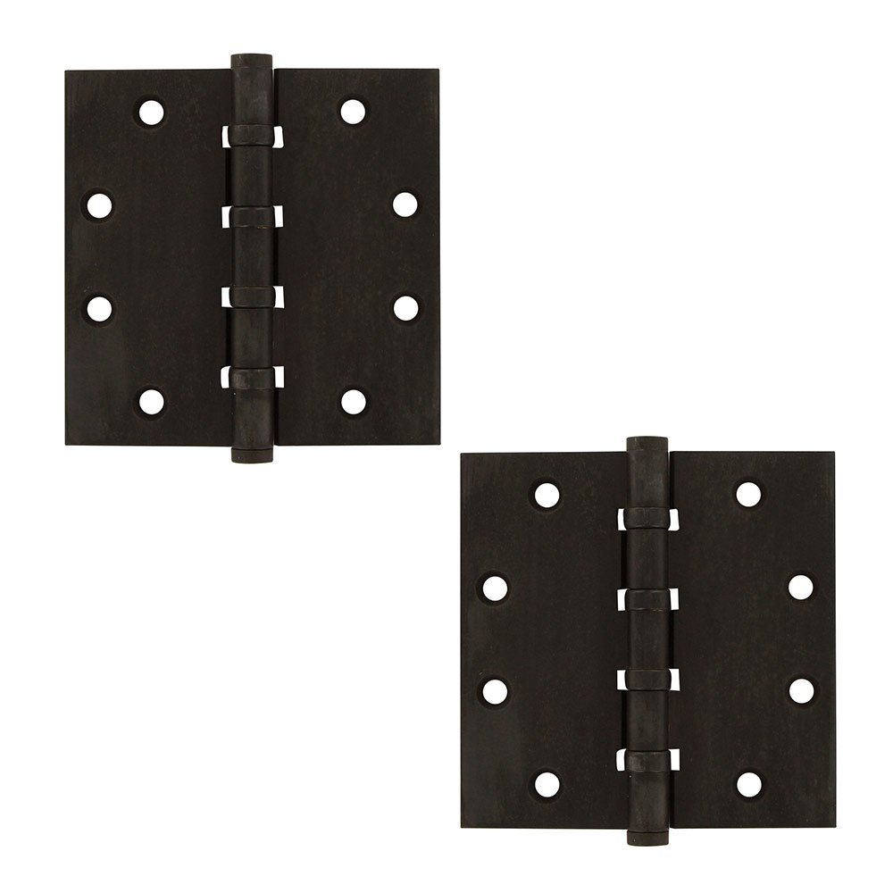 Deltana Solid Brass 4 1/2" x 4 1/2" 4 Ball Bearing Square Door Hinge (Sold as a Pair) in Oil Rubbed Bronze