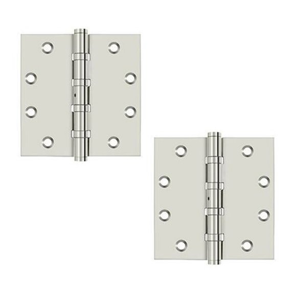 Deltana 4 1/2"x 4 1/2" Square Ball Bearings Hinge (Sold as Pair) in Polished Nickel