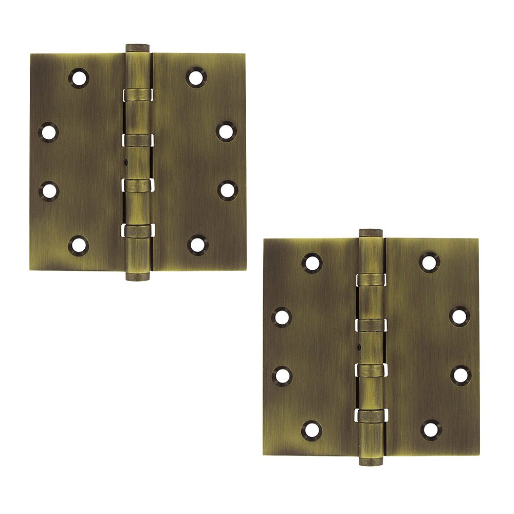 Deltana Removable Pin Square Door Hinge (Sold as a Pair) in Antique Brass