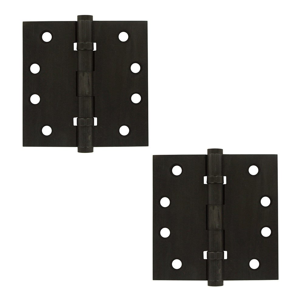 Deltana Solid Brass 4" x 4" 2 Ball Bearing Square Door Hinge (Sold as a Pair) in Oil Rubbed Bronze