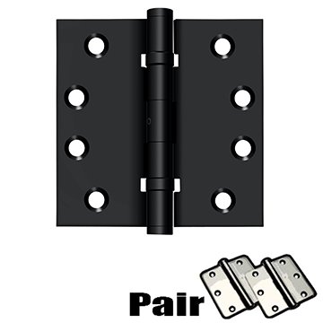 Deltana 4"x 4" Square Ball Bearing Hinge (Sold as Pair) in Paint Black