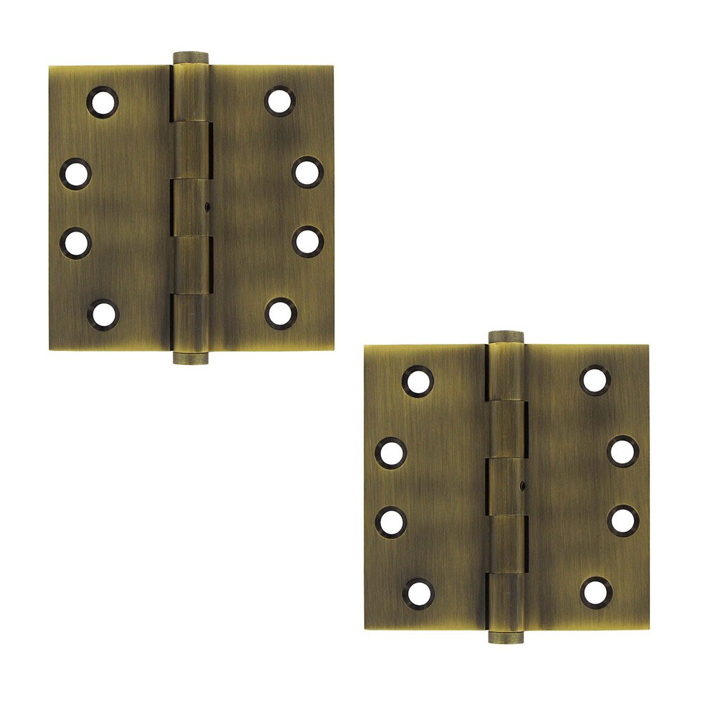 Deltana Removable Pin Square Door Hinge (Sold as a Pair) in Antique Brass