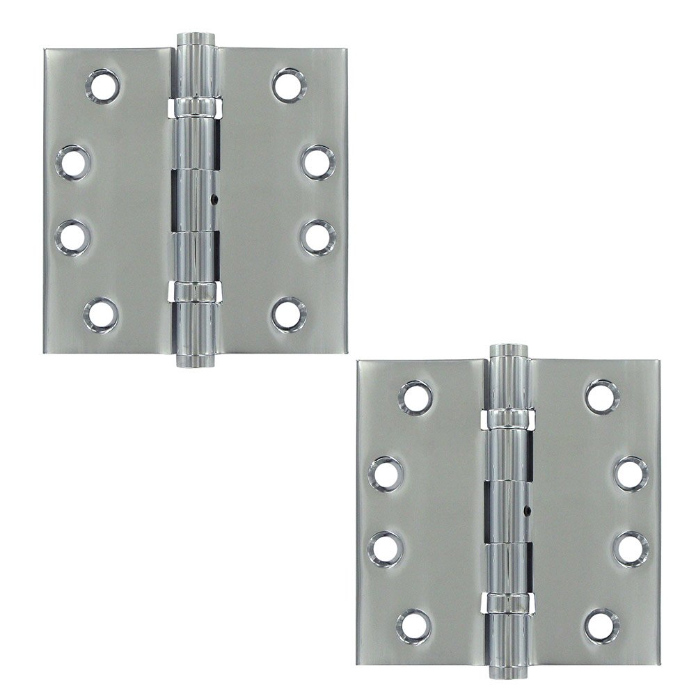 Deltana Removable Pin Square Door Hinge (Sold as a Pair) in Polished Chrome