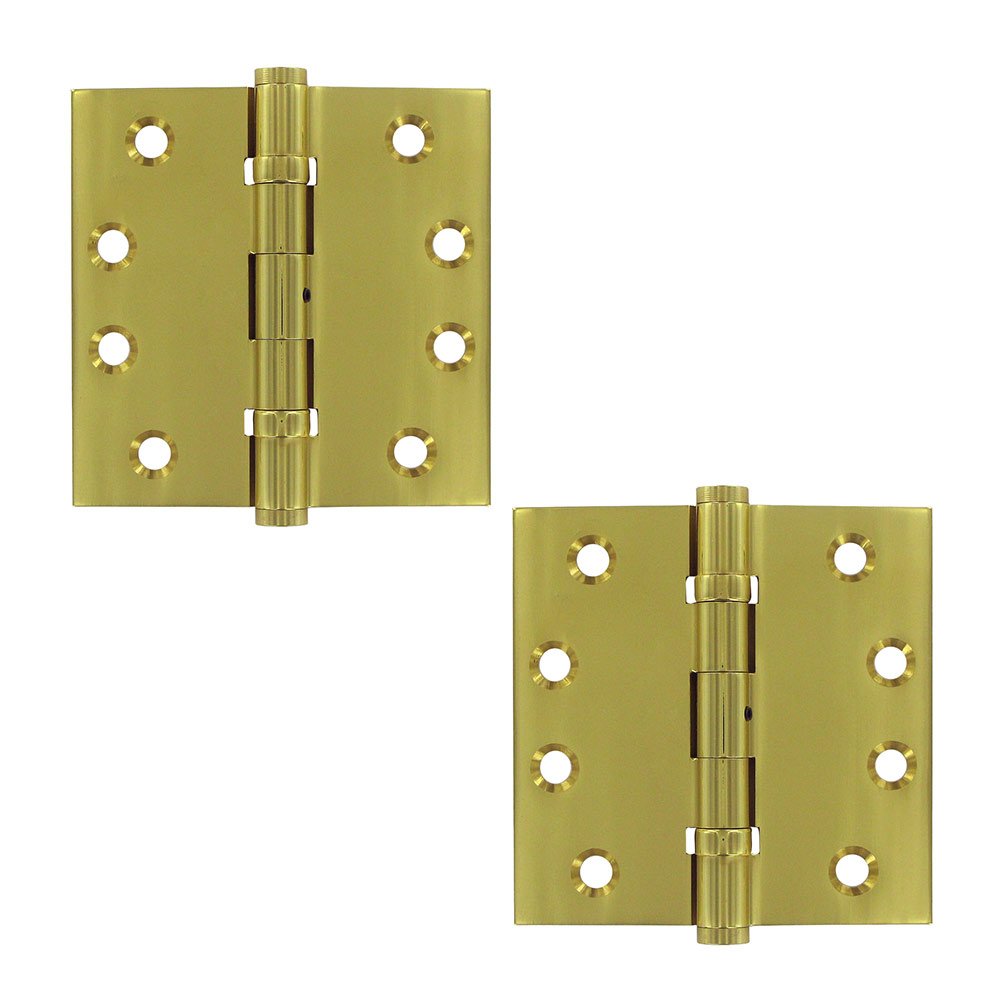 Deltana Removable Pin Square Door Hinge (Sold as a Pair) in Polished Brass