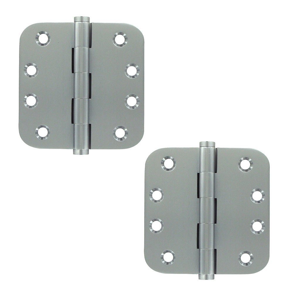 Deltana Solid Brass 4" x 4" 5/8" Radius/Standard Door Hinge (Sold as a Pair) in Brushed Chrome