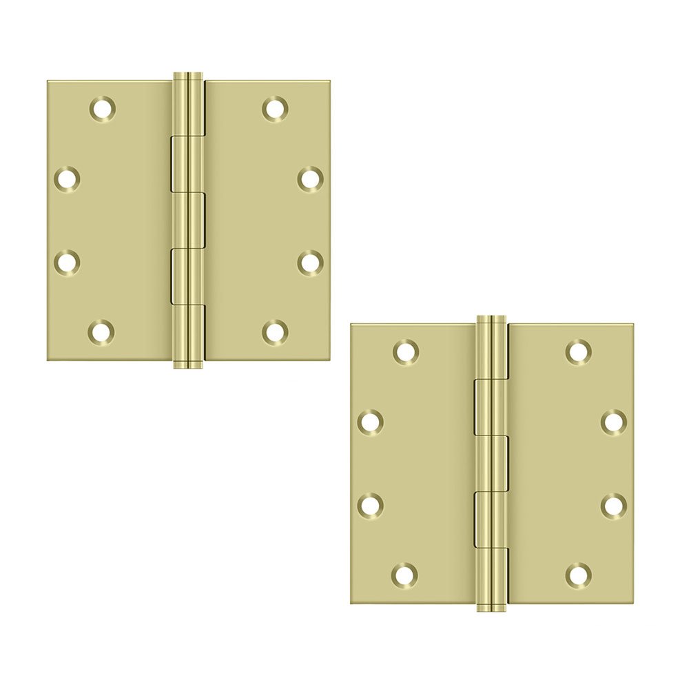 Deltana 5" x 5" Square Hinge (Sold as Pair) in Unlacquered Brass