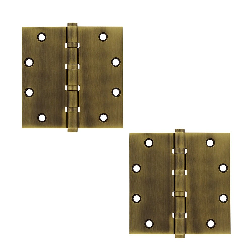 Deltana 5"x 5" Square Ball Bearing Hinge (Sold as Pair) in Antique Brass