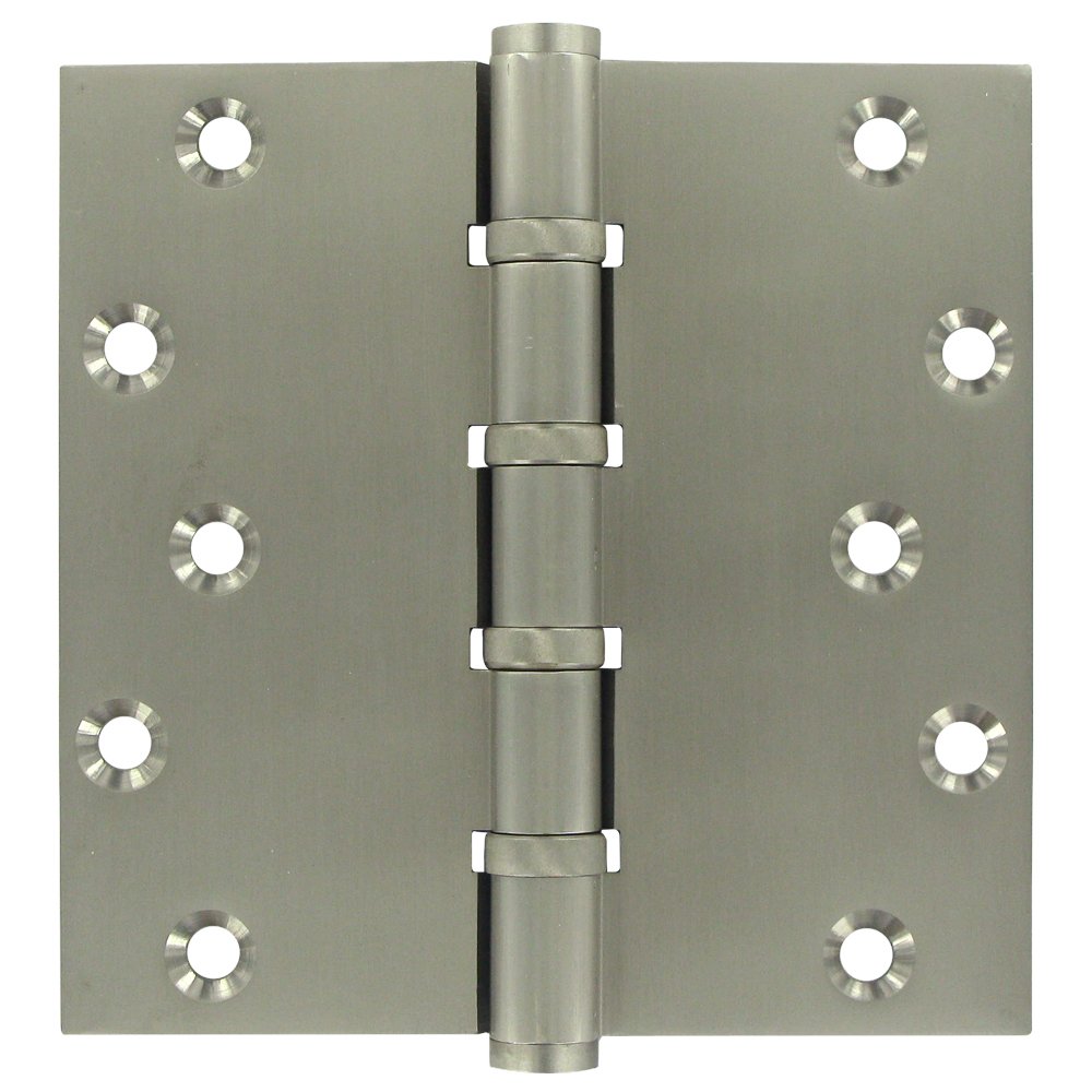 Deltana Solid Brass 6" x 6" Special Feature 4 Ball Bearing Square Door Hinge (Sold as a Pair) in Brushed Nickel