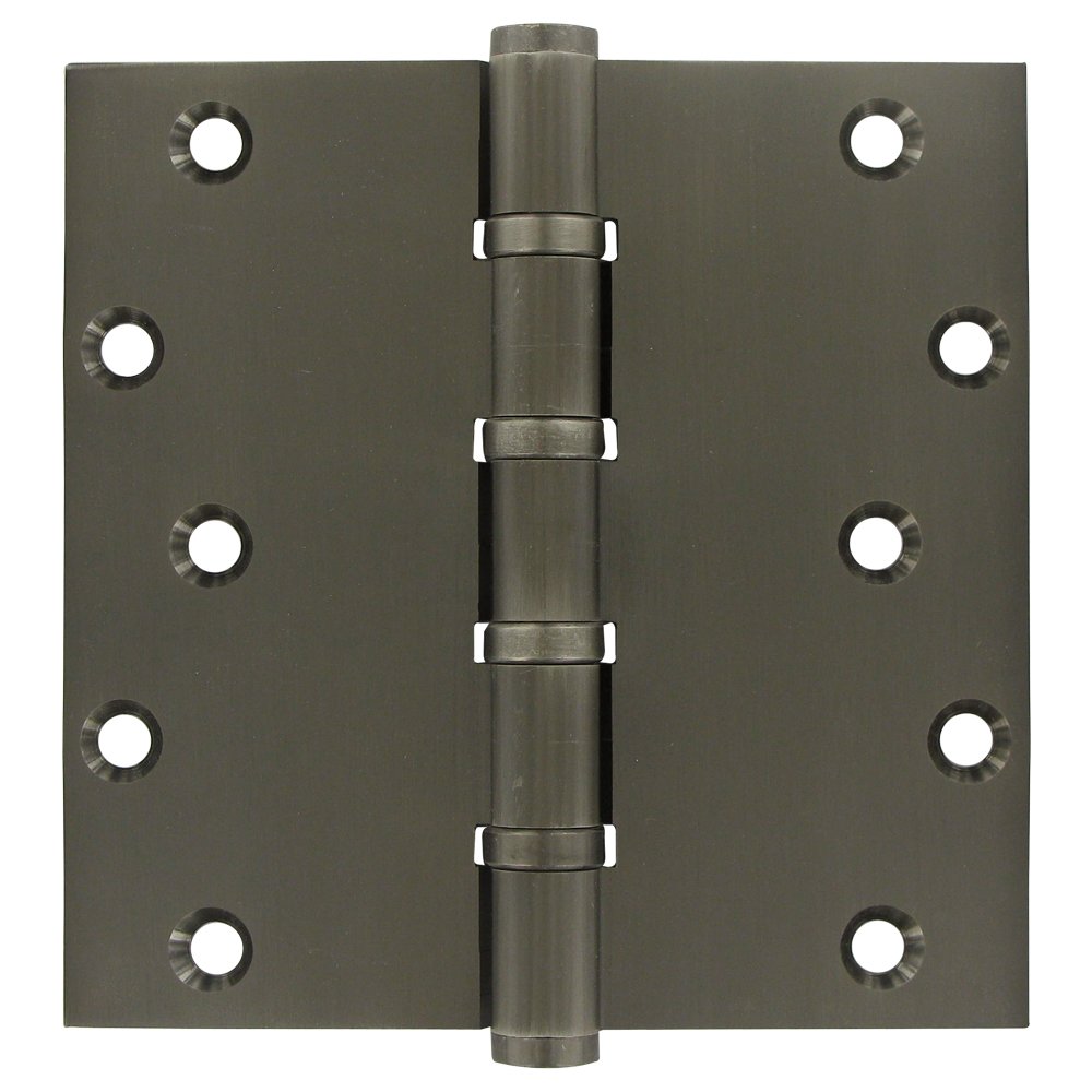 Deltana Solid Brass 6" x 6" Special Feature 4 Ball Bearing Square Door Hinge (Sold as a Pair) in Antique Nickel