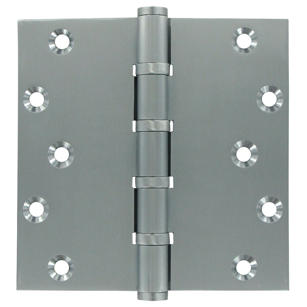 Deltana Solid Brass 6" x 6" Special Feature 4 Ball Bearing Square Door Hinge (Sold as a Pair) in Brushed Chrome