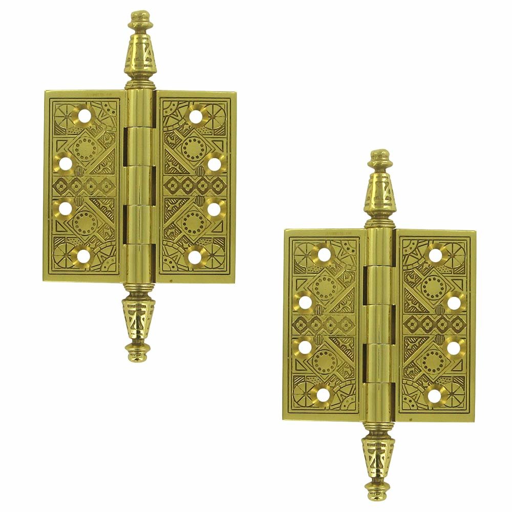 Deltana Solid Brass 3 1/2" x 3 1/2" Square Door Hinge (Sold as a Pair) in Polished Brass