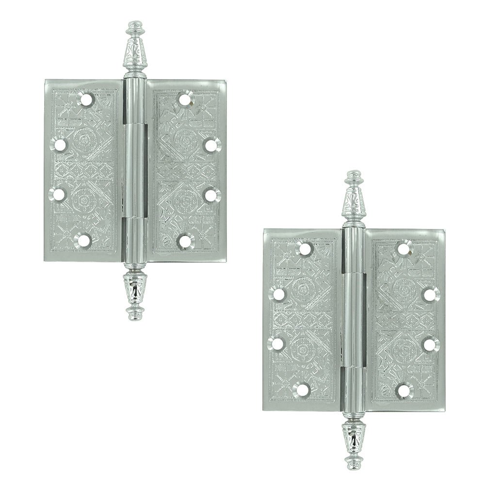 Deltana Solid Brass 4 1/2" x 4 1/2" Square Door Hinge (Sold as a Pair) in Polished Chrome