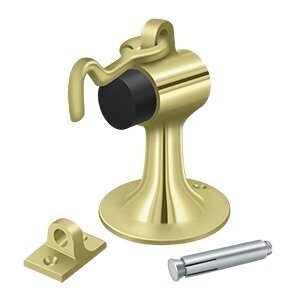 Deltana Solid Brass Cement Floor Mount Bumper with Holder in Polished Brass