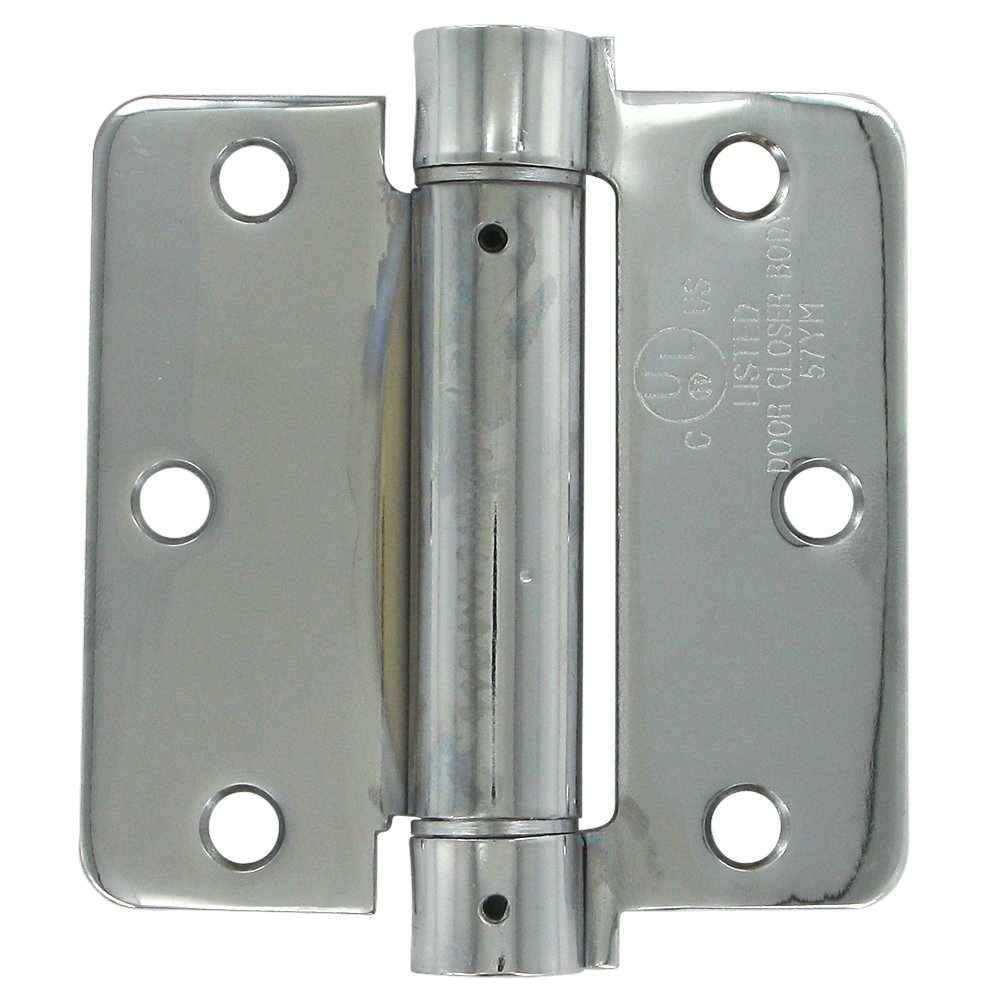 Deltana 3 1/2" x 3 1/2" 1/4" Radius Spring Door Hinge (Sold Individually) in Polished Chrome