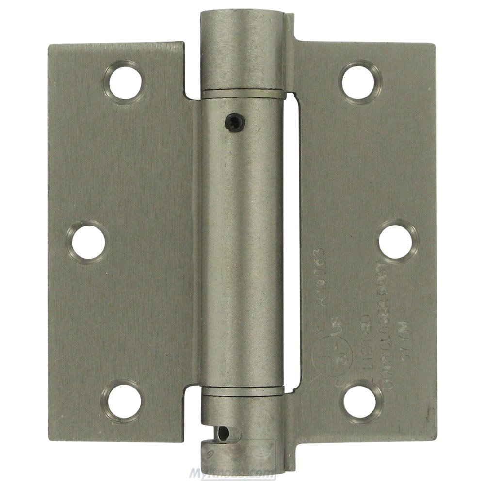 Deltana 3 1/2" x 3 1/2" Standard Square Spring Door Hinge (Sold Individually) in Brushed Nickel